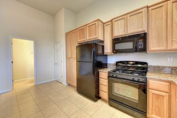 Standard range, dishwasher, and microwave